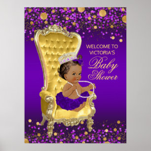 Purple Gold Princess Baby Shower Welcome Sign