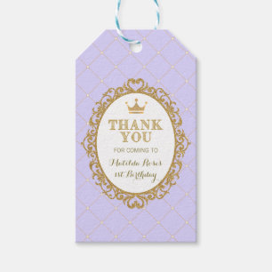 Purple Gold Princess Birthday Party Favour Gift Gift Tags