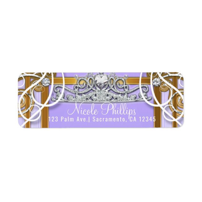 Purple Gold Princess Crown Carriage Sweet 16 Party (Front)