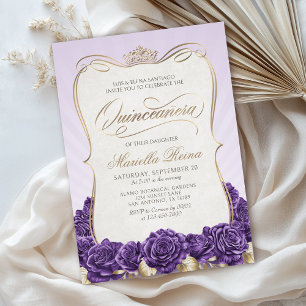 Purple Gold Quinceañera Invitation