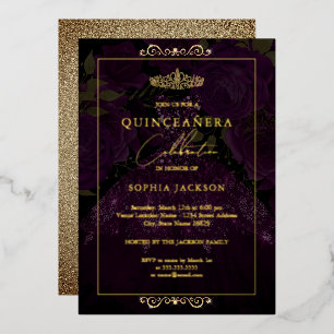 Purple Gold Rose Dress Quinceanera