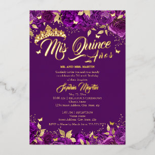 Purple Gold Rose Mis Quince Quinceanera