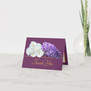 Purple Gold Rose Wisteria Flower Bouquet Thank You Card