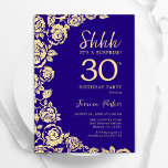 Purple Gold Roses Surprise 30th Birthday Invitation<br><div class="desc">Purple Gold Floral Surprise 30th Birthday Party Invitation. Elegant design featuring roses,  faux gold foil and typography script font. Trendy invite card perfect for a stylish female bday celebration. Can be customised to any age. Printed Zazzle invitations or instant download digital printable template.</div>