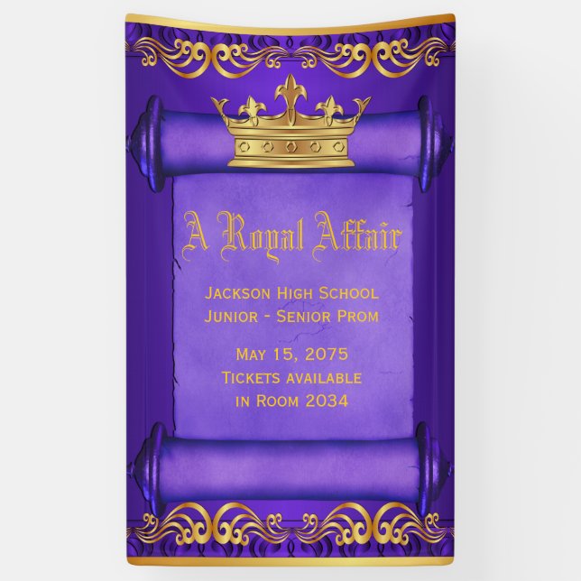 Purple Gold Royal Crown Banner (Vertical)