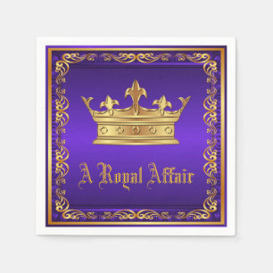 Purple Gold Royal Crown Royal Party Event Napkin