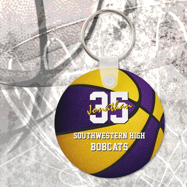 purple gold school basketball team colours key ring (Creator Uploaded)