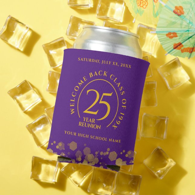 Purple & Gold School College Class Reunion Can Cooler (In Situ Summer)