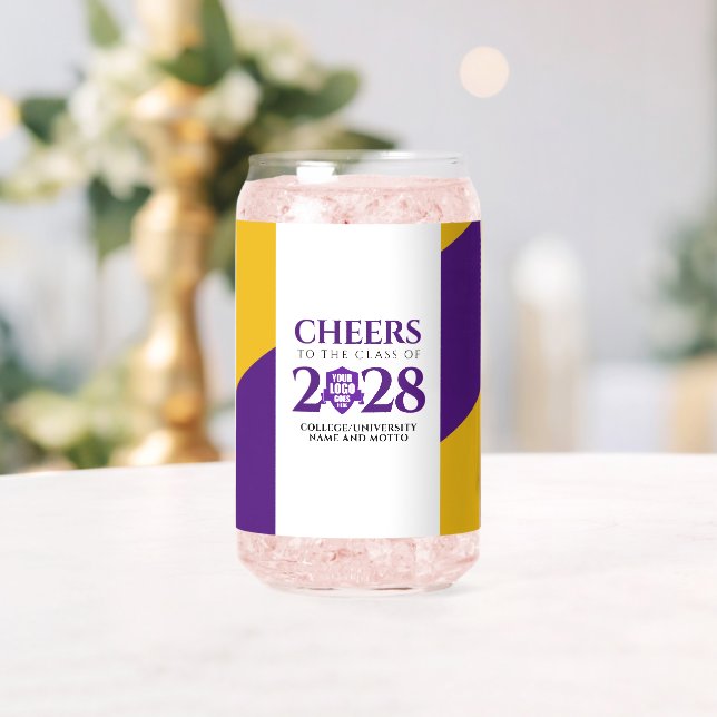 Purple Gold School College University Graduation Can Glass (Insitu (Wedding))