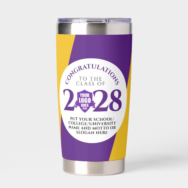 Purple Gold School College University Graduation Insulated Tumbler (Front)