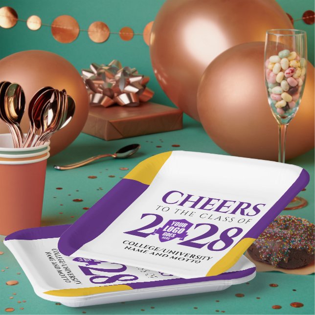 Purple Gold School College University Graduation Paper Plate (Multi)