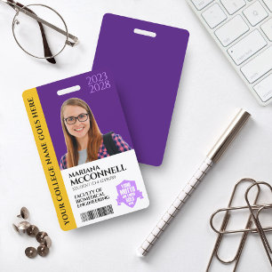 Purple Gold School College University Student ID ID Badge