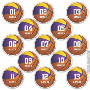purple gold set of 13 kids basketball team gifts