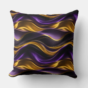 Purple Gold Silk Wave Luxury Pattern Cushion