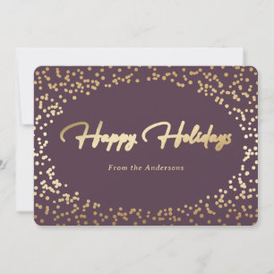 Purple Gold Snow Calligraphy Holidays Cards
