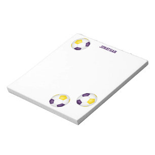 purple gold soccer balls accent personalised  notepad
