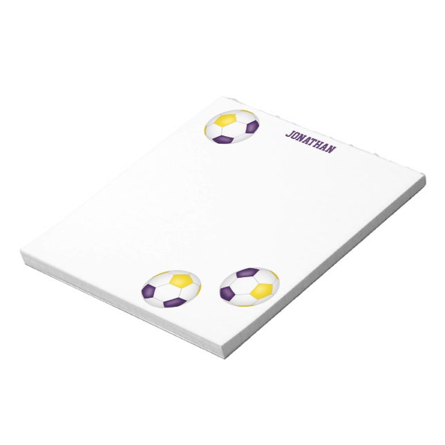 purple gold soccer balls accent personalised  notepad (Rotated)