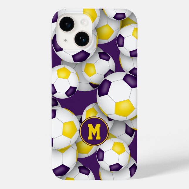Purple gold soccer team colours sports pattern Case-Mate iPhone case (Back)