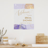 Purple Gold Space Watercolor Bridal Shower Welcome