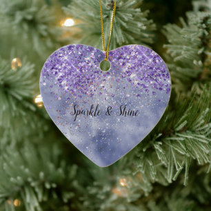 Purple Gold Sparkle Ceramic Tree Decoration