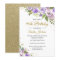 Purple Gold Sparkle Floral 90th Birthday Invite