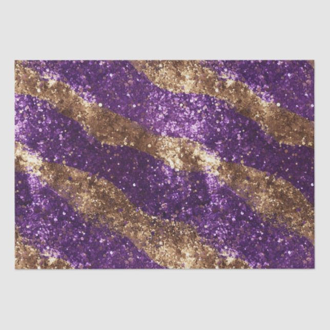 Purple Gold Sparkle Glitter Birthday Tissue Paper (Front)