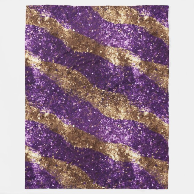 Purple Gold Sparkle Glitter Girly   Fleece Blanket (Front)