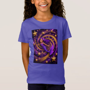 Purple Gold Star Mermaid Optical Illusion Fantas T-Shirt