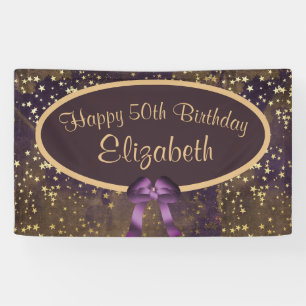 Purple Gold Stardust 50th Birthday  Banner