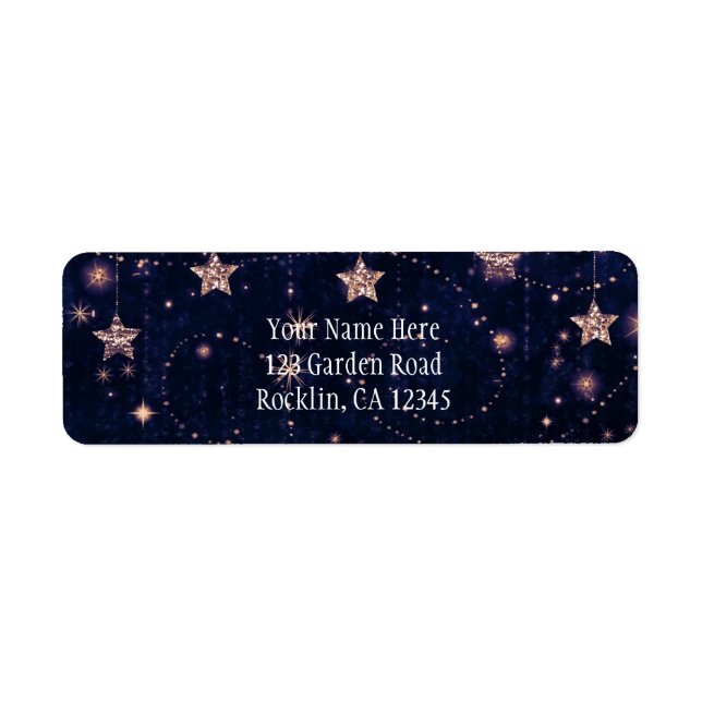 Purple & Gold Starry Celestial Invitation (Front)