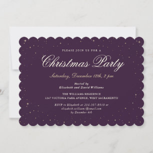 Purple Gold Starry Christmas Holiday Party Invitation