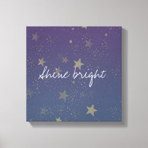 Purple Gold Stars Confetti Canvas Print