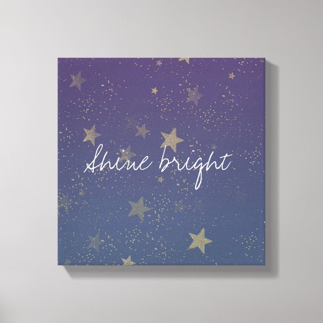 Purple Gold Stars Confetti Canvas Print (Front)