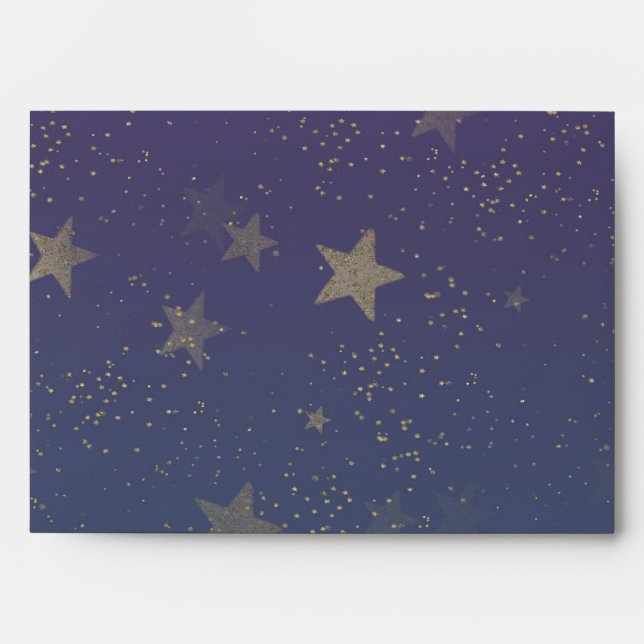 Purple Gold Stars Confetti Envelopes (Front)
