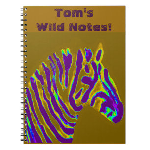 Purple Gold Striped Zebra Custom Notebook