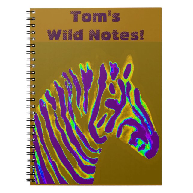 Purple Gold Striped Zebra Custom Notebook (Front)