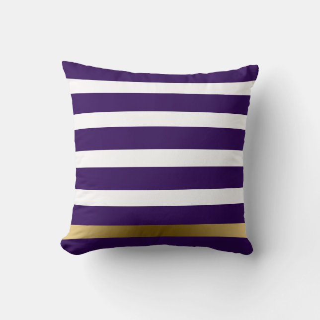 Purple & Gold Stripes Cushion (Front)