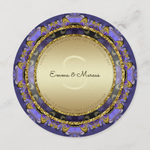Purple Gold Stylish Glam Round Menu Cards