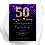 Purple Gold Surprise 50th Birthday Invitation<br><div class="desc">Surprise 50th birthday party invitation. Elegant purple design with faux glitter gold. Features stylish diamonds, bokeh lights and script font. Men or women bday invite. Perfect for a stylish adult birthday party. Personalise with your own details. Message me if you need further customisation. Printed Zazzle invitations or instant download digital...</div>