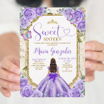 Purple Gold Sweet 16th Birthday Princess Party  Invitation<br><div class="desc">Quinceañera Purple Lavender Gold Crown Invitation
Mis Quince 15 Anos,  16th Birthday, </div>