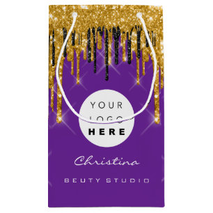 Purple Gold Sweet 16th Bridal Wedding Cosmetics Small Gift Bag