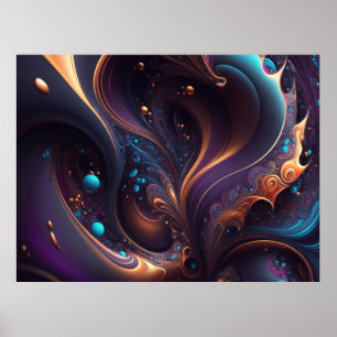 Purple Gold Swirls Poster Print