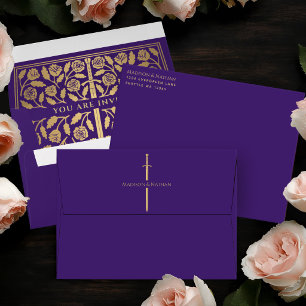 Purple Gold Sword Royal Fantasy Wedding Envelope