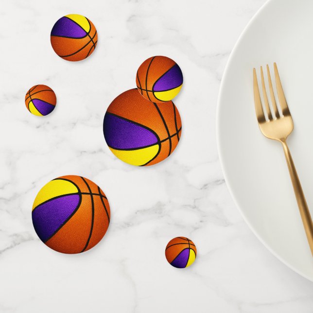 purple gold team colours basketball party confetti (Group)