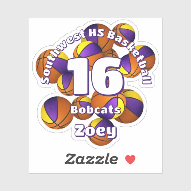 purple gold team colours basketballs kids team nam (Sheet)