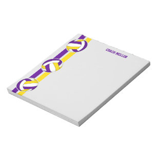 purple gold team colours volleyball coach custom notepad