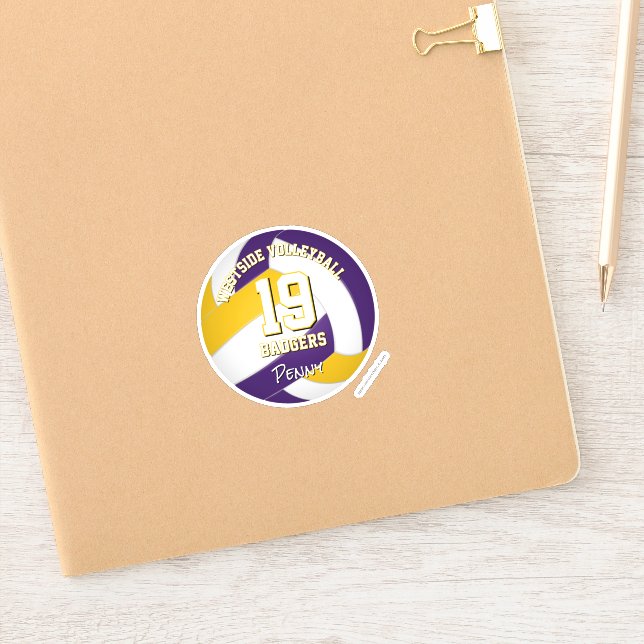 purple gold team colours volleyball player (Notebook)