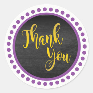Purple Gold Thank You Classic Round Sticker