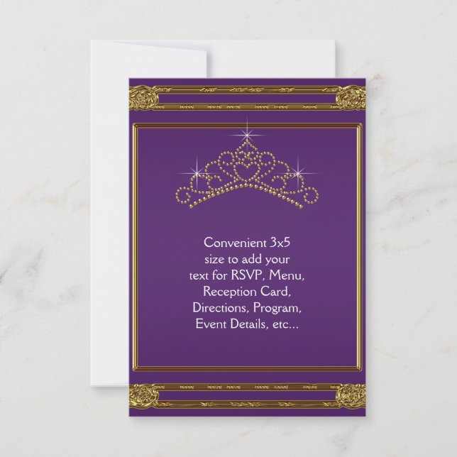 Purple Gold Tiara RSVP All Purpose Card (Front)