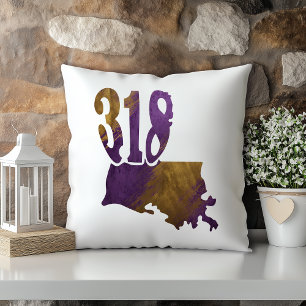 Purple Gold Tiger 318 Area Code Louisiana State Cushion